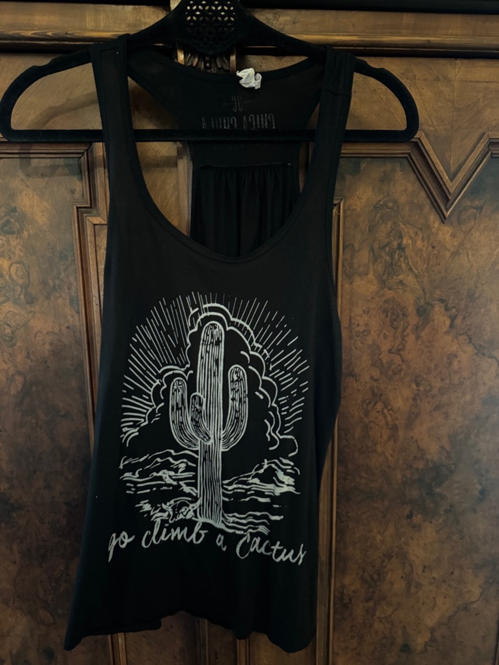 Women’s Black Graphic Tank Top - Cactus Design